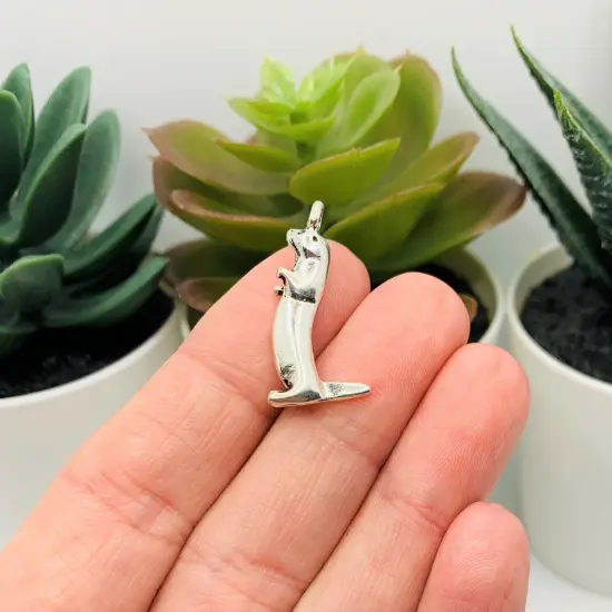 Silver Standing Otter 3D Charms, 26x13mm {3}