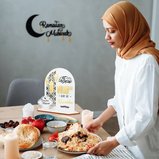 Ramadan Advent Countdown Calendar Acrylic: Ramadan Decorations for Home Eid Mubarak Table Decor, 30 Days Countdown Calendar 2025 Ramadan Gifts for Family (White ＆Gold) {5}