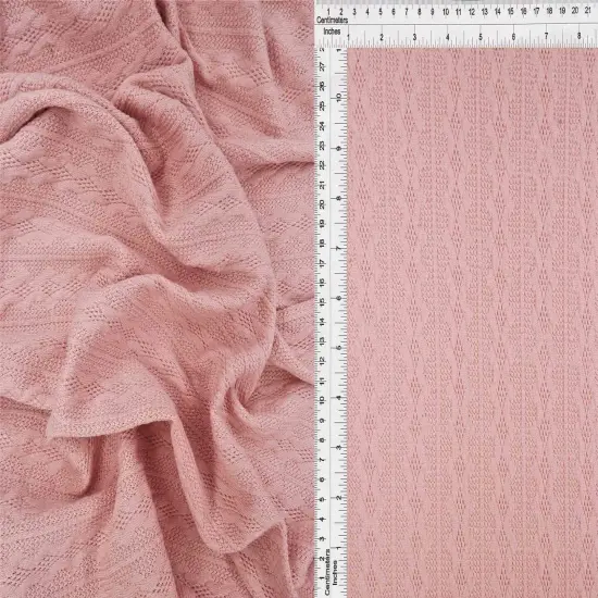 Cable Knit Jacquard Sweater Fabric, Heavyweight Stretch Knit 58/60" Wide BROWN DK {6}