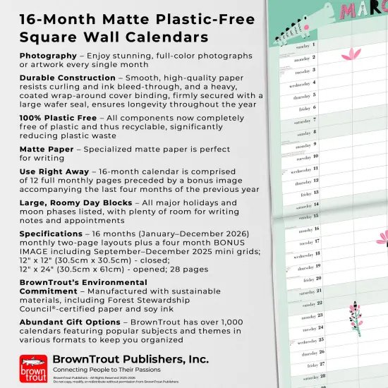 The Very Busy Family Organizer | 2026 12 x 24 Inch (Hanging) Monthly Square Wall Calendar | Matte Paper and Sticker Sheet | Plastic-Free {6}