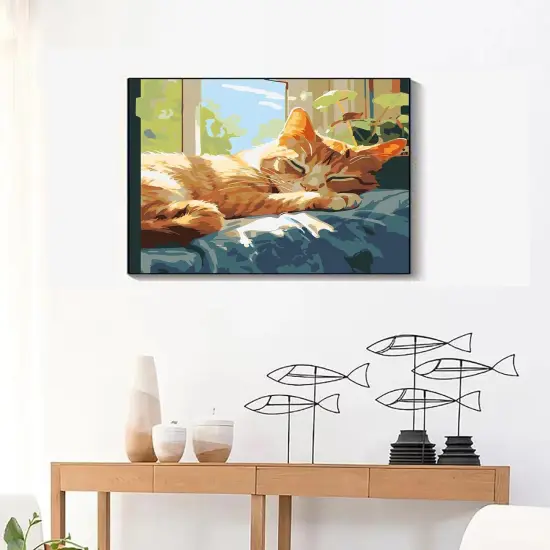 Cat Sleep Window Paint by Numbers Kit for Adults Beginner,DIY Cat Sleep Window Paint by Numbers for Adults,Easy Canvas Paint by Number Without Frame Home Wall Decor 16 x 20 in {4}