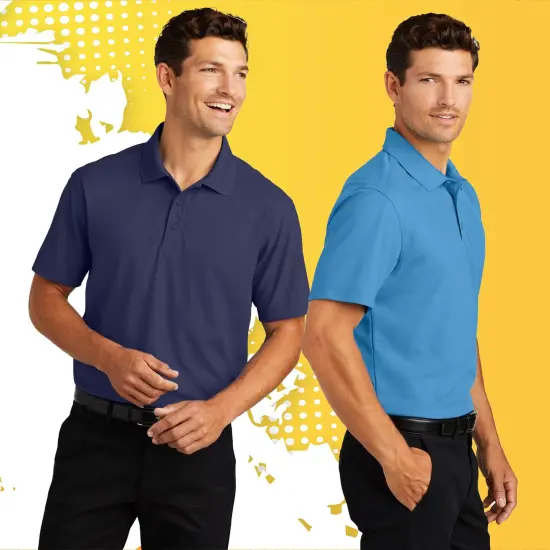 Grid Polo Collared Neck Short Sleeve T-shirt For Adult {2}