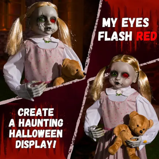 Halloween Animatronics - 36 Inch Animated Doll with Creepy Sound {4}