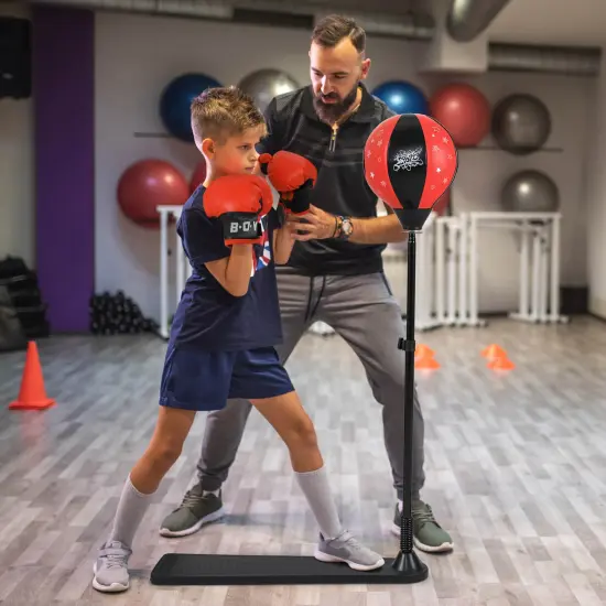 Costway Punching Bag for Kids with Gloves and Adjustable Height for Boys and Girls {2}