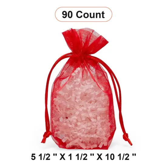 Flat Bottom Organza Bags 5 1/2 '' X 1 1/2 '' X 10 1/2 '' for Custom Packaging Red {1}