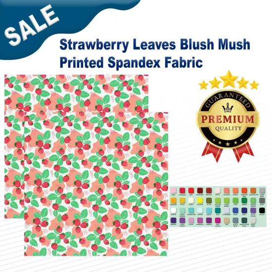 Strawberry Leaves Blush Mush Printed Spandex Fabric {2}