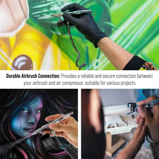 Premium 10 Foot Recoiling Airbrush Hose - Standard 1/8" BSP Air Brush Hose Adapter Fitting Connectors on Both Ends {6}