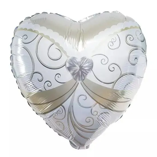 2 pcs Heart Shaped Wedding Groom Tuxedo and Bride Dress 14" Foil Balloons Set {3}