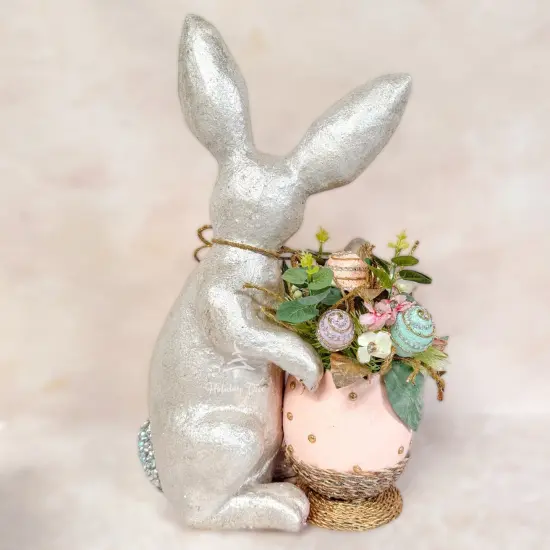 Easter Elegant Bunny with Floral Butterfly Pot {4}