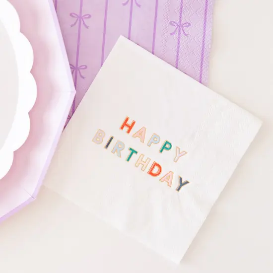 BLANC WHITE SIGNATURE HAPPY BIRTHDAY COCKTAIL NAPKINS {2}
