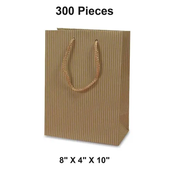 Wide Pinstripe Paper Euro Totes 8'' X 4'' X 10'' Elegant {1}