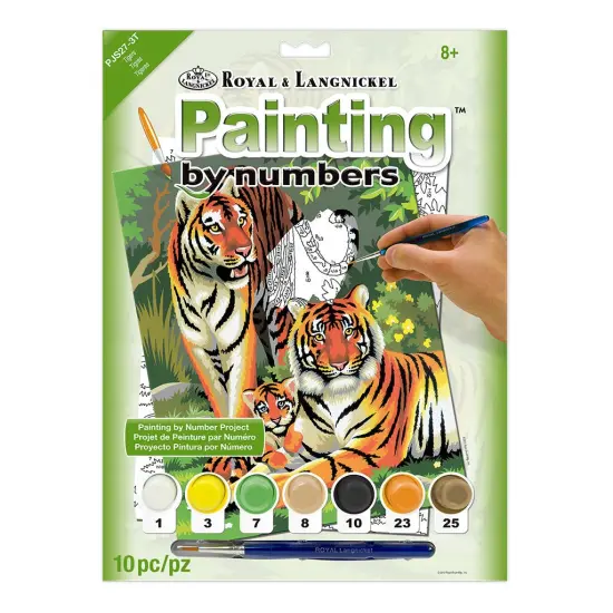 PJS27 | Painting by numbers&trade; 10pc 8.75" x 11.375" Tigers Painting Project {1}