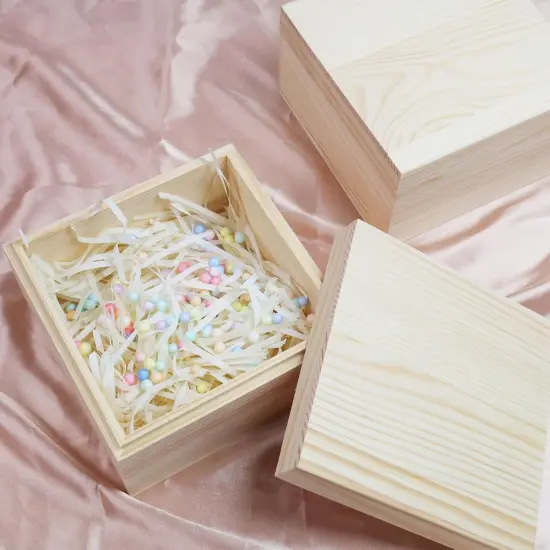 2Pcs Wooden Unfinished Storage Box with Top Lid 4.72" x 4.72" Square Wooden Pine Box DIY Craft Stash Boxes Gift Box for Arts Hobbies and Home Storage {4}