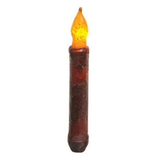 6.5 Inch LED Taper Candle Burnt Burgundy Rustic Battery Powered Light Home Accent Decor {1}