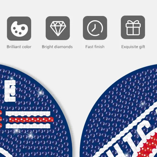 8 Pcs Baseball Diamond Art Coasters Kits with Holder, Diamond Painting Coaster Kits DIY Crafts for Adults Diamond Art Painting Kits Supplies for Chicago Gift {3}