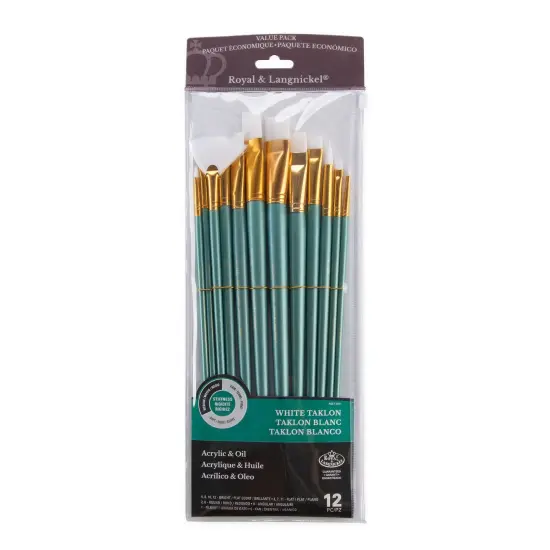 RSET-9311 | 12pc White Taklon Long Handle Variety Brush Set {1}