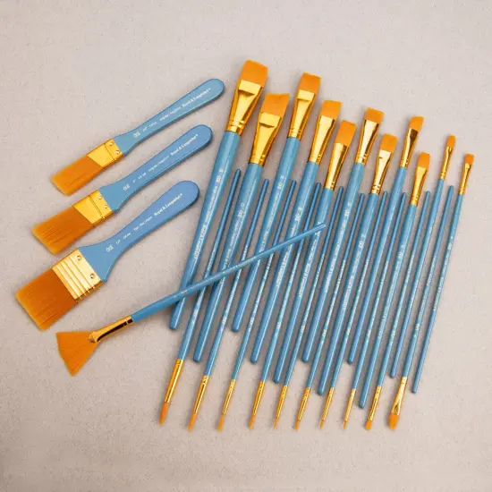 RSET-9382 | 25pc Golden Taklon Long Handle Variety Brush Set {5}