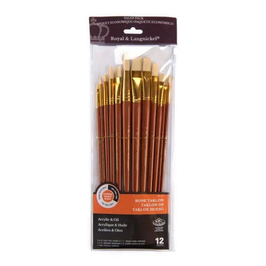 RSET-9318 | 12pc Bone Taklon Long Handle Variety Brush Set {1}