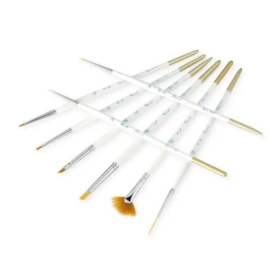 RSET-TK MINI | Royal Gold&trade; 8pc Golden Taklon Ultra-Short Handle Variety Brush Set {5}