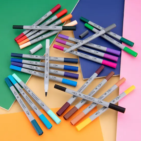 MARK-2202 | 24pc Fineliner and Brush Dual-Tip Artist Markers {3}
