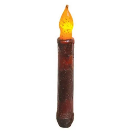 6" Flameless LED Burgundy Taper Candle Timer Operated Rustic Light for Home or Seasonal Decor {1}