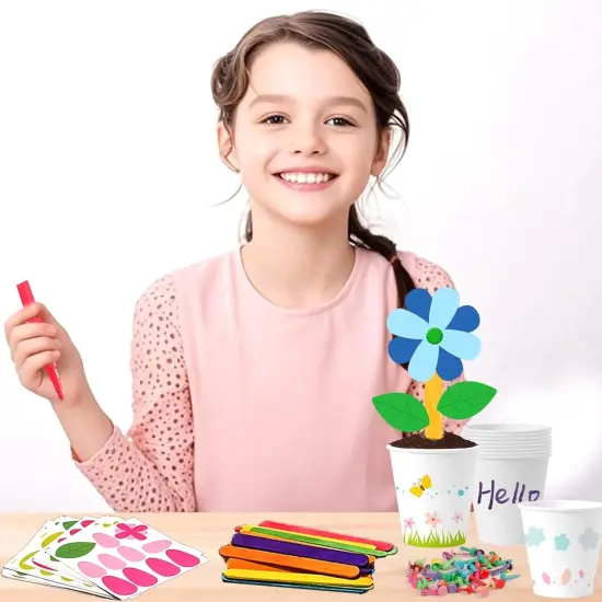 30 Set Spring Craft Kit DIY Paper Pot Craft Make Your Own Flower Pots Standing Flowers Art Activities Fun Gift Craft Projects {3}