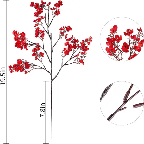 10 Pcs Babys Breath Artificial Flowers Bulk Real Touch Flowers Fake Flowers Silk Flowers for Home Decor Indoor Floral Arrangement Table Centerpieces Festival Party Decor (Red) {3}