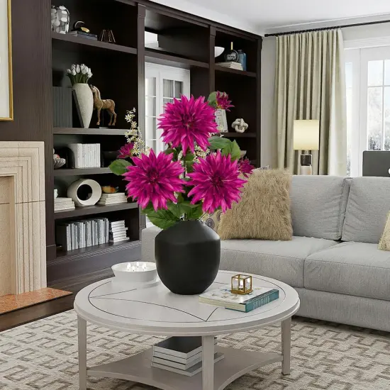 3Pcs Purple-Pink Artificial Dahlia Flowers 29.5" Fake Flower Silk Flowers with Long Stem Floral Arrangements Bouquets Faux Dahlias Flowers for DIY Wedding Party Centerpieces Office Home Decor {2}