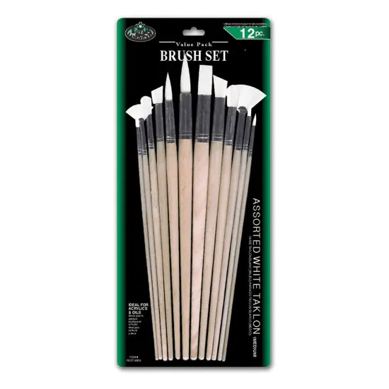 RSET-9608 | 12pc White Taklon Variety Brush Set {1}