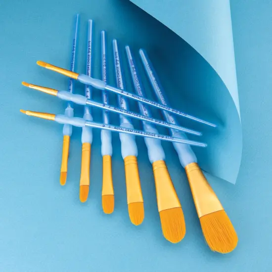 RCC 303 | Crafter's Choice&trade; 9pc Golden Taklon Filbert/Oval Wash Brush Set {2}