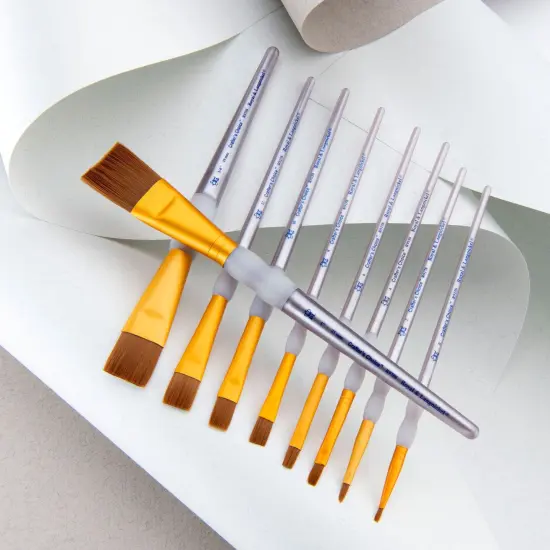 RCC 310 | Crafter's Choice&trade; 9pc Brown Taklon Variety Brush Set {2}