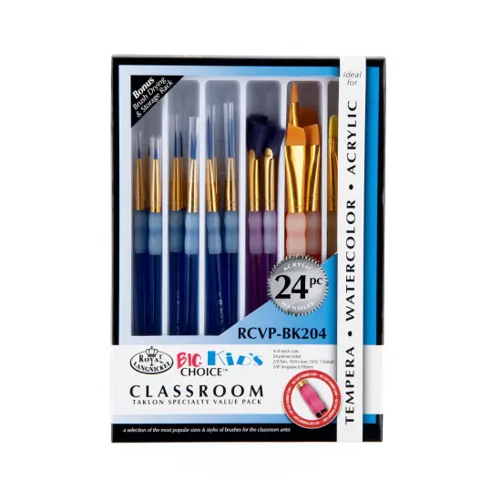 RCVP-BK204 | Big Kid's Choice&trade; 24pc Taklon Specialty Brush Classroom Value Pack {1}