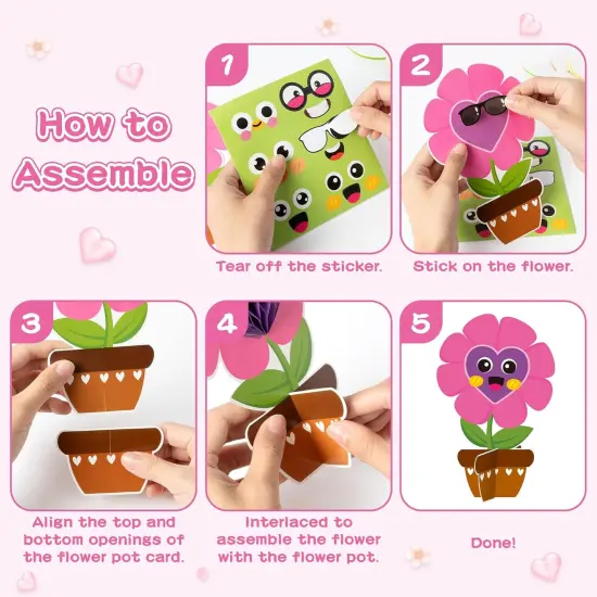 24 Pack Mother' Day Spring Honeycomb Flower Craft Kits, Make Your Flowers Pot Gift Crafts Decor, DIY Flowers Appreciation Gifts Home School Classroom Art Activities {2}