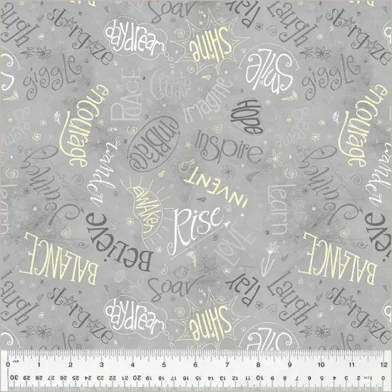 Grey Smoke Noteworthy Aspirations 44"/45 Fabric Per Yard {1}