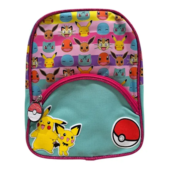 Pokemon Mini Backpack 11" with Glitter Trimming and Small Front Pocket {3}
