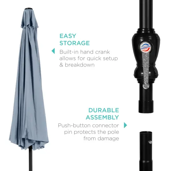 Best Choice Products 10ft Outdoor Steel Market Patio Umbrella w/ Crank, Tilt Push Button, 6 Ribs Breeze Blue {6}