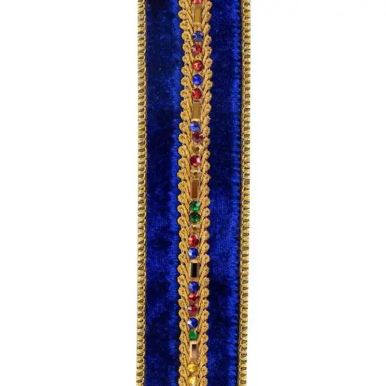 1.5" Jewel Stones Velvet Ribbon: Royal Blue (5 Yards) {3}