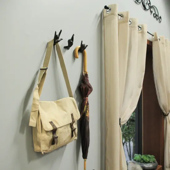 Set of 6 Cast Iron Hand Gesture Hooks Vintage Finish Hangers {8}