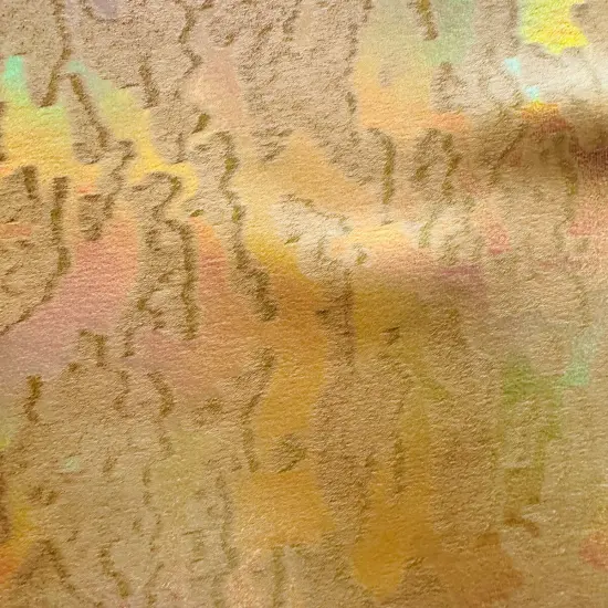 1 Yard Stretchy Velvet Hologram Embossed Island Print Fabric 60 Inches Width Green {4}