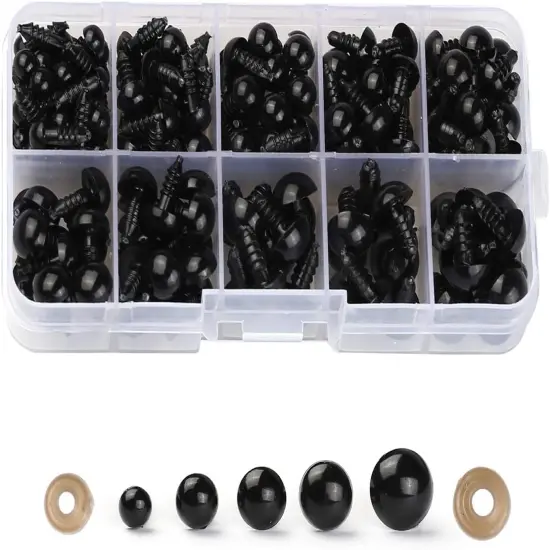 Solid Black Eyes with Washers - 100 PCS {1}