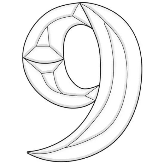 4" x 5-1/2" Exquisite Clear Glass Number 9 Bevel Cluster BN9 {1}