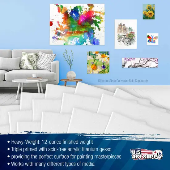 16 x 16 inch Stretched Canvas 12-Ounce Triple Primed, 24-Pack - Professional Artist Quality White Blank 3/4" Profile, 100% Cotton, Heavy-Weight Gesso {4}
