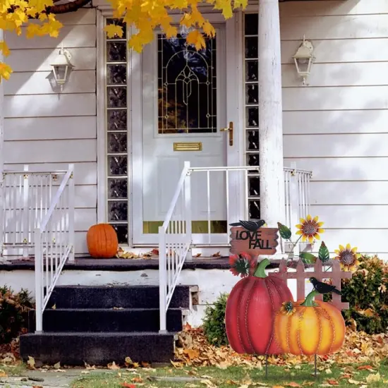 Fall Garden Stakes with Pumpkins {2}