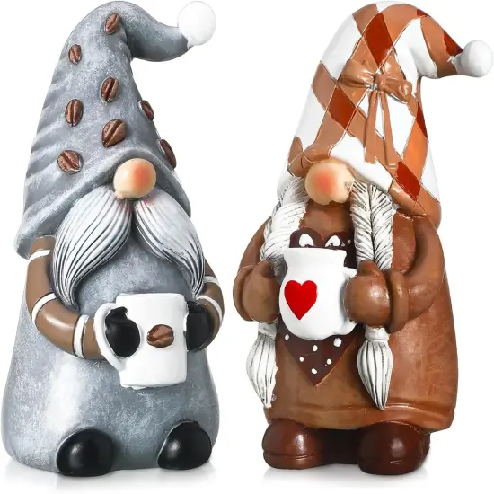 2 Pack Coffee Gnomes Figurines Coffee Bar Decor {1}