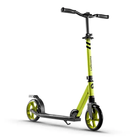 LaScoota Kick Scooter for Adults & Teens. Perfect for Ages 8-14 and Men & Women. Lightweight Foldable Adult Scooter with Large 8&rdquo; Wheels 220lbs (Regular (Teen), Yellow) Green {1}
