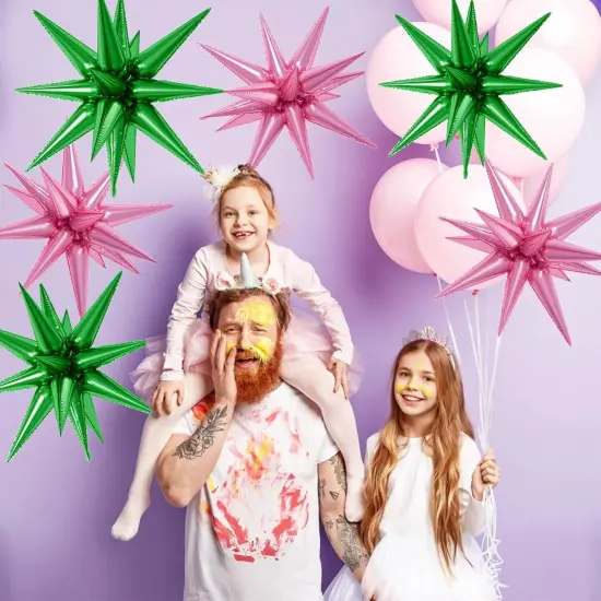 22Inch Large Green Pink Star Balloon(Green Pink) {3}