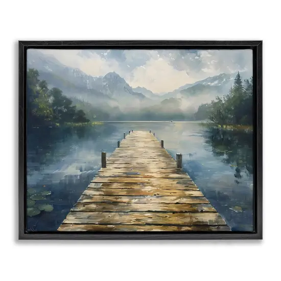 Stupell Industries Wooden Dock Over Lake Floating Frame, design by LSR Creative Studio {1}