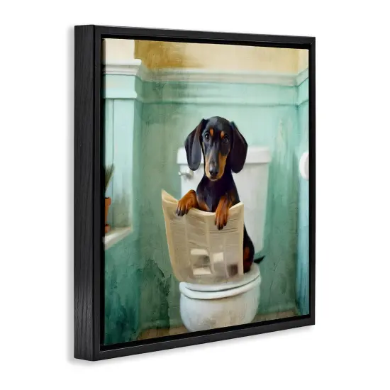 Stupell Industries Light Reading Dog Toilet Floating Frame, design by Kim Allen {9}