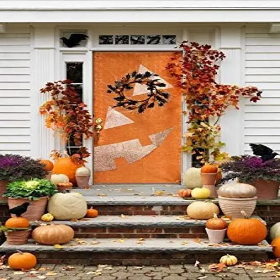 22 Inch Black Halloween Spider Wreath with Mapple Leaves {2}