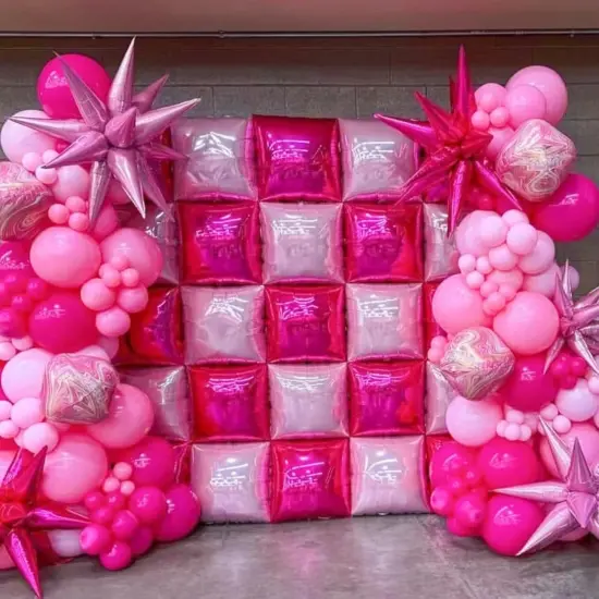 Magenta Hot Pink Flat Square Foil Balloons Tunnel Arch Wall Mylar Balloon(Magenta Hot Pink) {4}